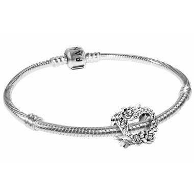 Pandora 39826 Armband für Damen Starterset Offenes Herz und Rosenblüten
