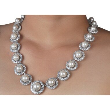 Perle Halo Halskette Für Frauen 925 Sterling