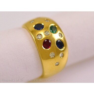 Turmalin-Ring & Ring 750 Gelbgold 18 Kt Diamant Brillant Rubin Saphir Turmalin