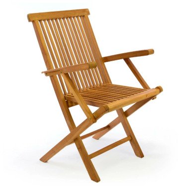 VCM Gartenstuhl mit Armlehne Stuhl Teak Holz