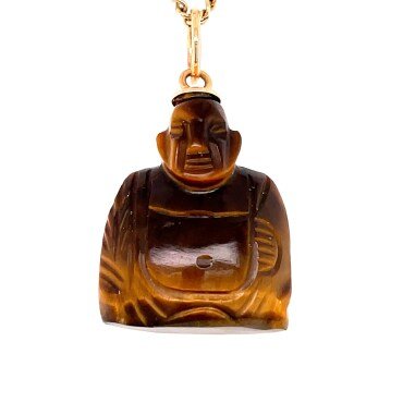 Vintage Geschnitzter Tigerauge Buddha Anhänger/Charm