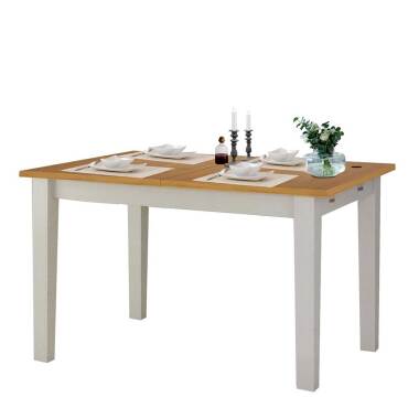 Ausziehtisch aus Massivholz & Landhaus Tisch in Weiß und Honigfarben Kiefer