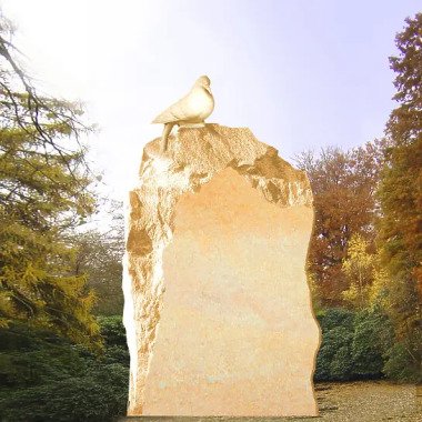 Besonderer Kindergrabstein mit Statue & Rustikaler Grabmal Felsen mit Taube