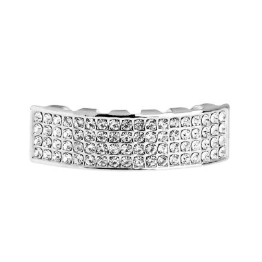 Grill aus Silber & One Size Fits All Bling Grillz FOUR LINE BOTTOM Silber