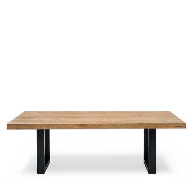 Großer Holztisch & Holz Esstisch aus massiv Eiche weiß geölt Bügelgestell
