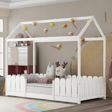 Hausbett 90x200 cm vielseitiges Holz Kinderbett