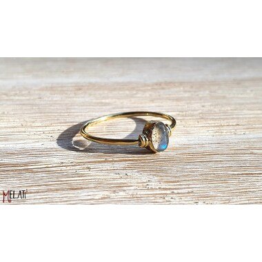 Labradorit-Ring mit Stein & Schlichter Fingerring Mit Stein, Goldener Ring