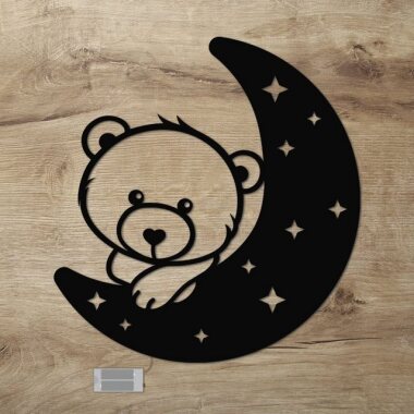 Namofactur LED Nachtlicht Bär auf Mond Schlaflicht
