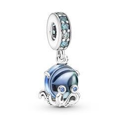 Oktopus Charm-Anhänger aus 925er Silber, Murano-Glas