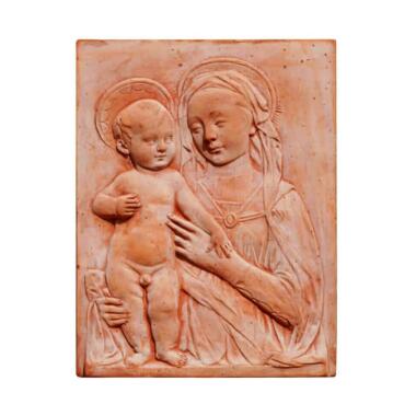 Relief aus Terrakotta Madonna mit Kind Bambino
