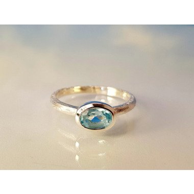 Topas-Ring & Ring Echter Facettierter Blauer Topas in 925 Silber