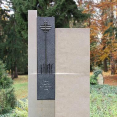 Urnengrabstein aus Naturstein & Besonderes Grabmal Urnengrab Metall Muster