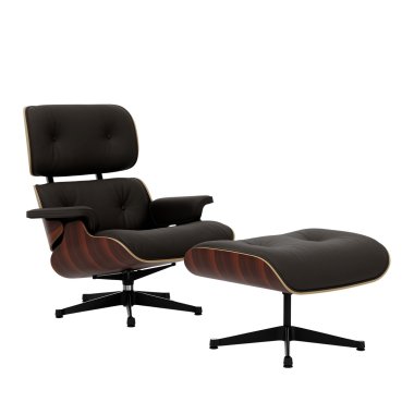 Vitra Lounge Chair & Ottoman neue Maße poliert/Seiten schwarz Gleiter Ha