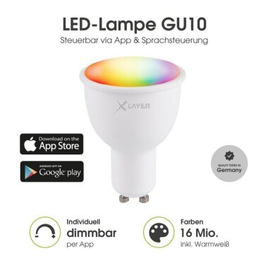 XLAYER Smarte LED-Leuchte WLAN LED Lampe Smart Echo GU10 4.5W Warmweiß, Mehrfarb