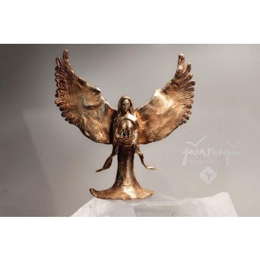 Erzengel | Bronze Engel Skulptur, Erzengel Figur, Schutzengel Figur Mit Granat