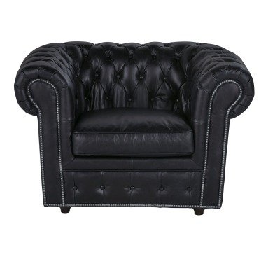 Gepolsterter Sessel aus Leder, schwarz