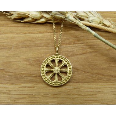 Handgearbeitetes Amulett Aus 750Er Gelbgold Rad Des Lebens, Dharma Rad