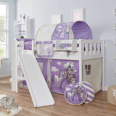Kinderhochbett im Prinzessin Design Rutsche