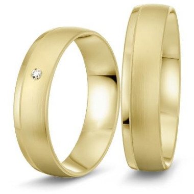 Ringpaar aus Gold mit Brillant