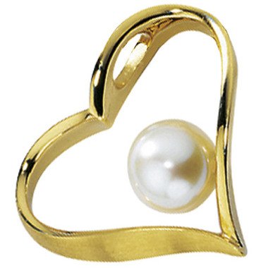 SIGO Anhänger Herz 585 Gold Gelbgold mattiert 1 Süßwasser Perle Perlenanhänger