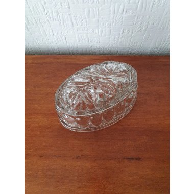 Vintage Glas Jelly Mould Blatt Design