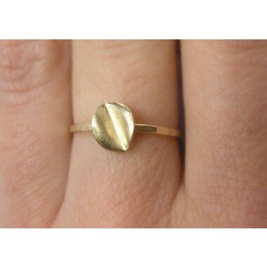 14K Gold Ring, Blatt Ring Für Frauen, Massiver Schmuck, Dünner Zierliche