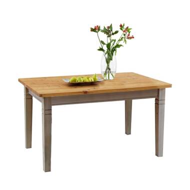 Bauerntisch aus Kiefer & Landhaustisch in Grau Kiefer massiv