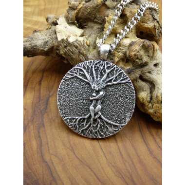 Baum Liebes Paar Amulet Kette Antik Silber Tibet Hippie Goa Boho Ethno
