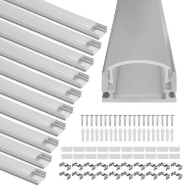 Clanmacy LED-Stripe-Profil 10x 1m LED Aluminium