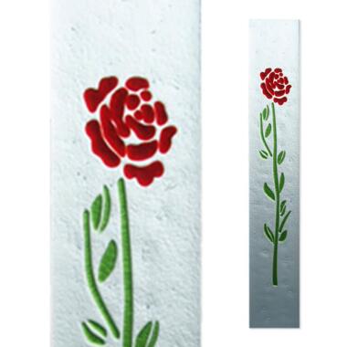 Einzigartiges Glasmotiv für Grabstein mit Rose Glasstele S-69 / 10x60cm
