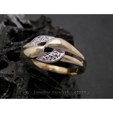 Gold Ring attraktiv Gold 585 bicolor Diamant Goldring Gr. 57