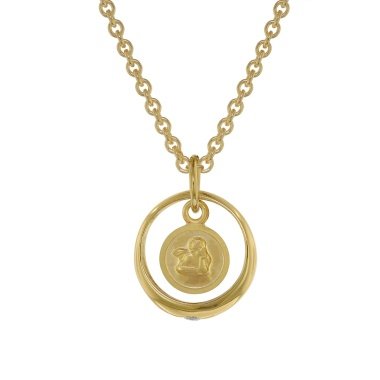 Kinder Silberkette & trendor 75954 Halskette mit Amor-Taufring Gold auf Silber