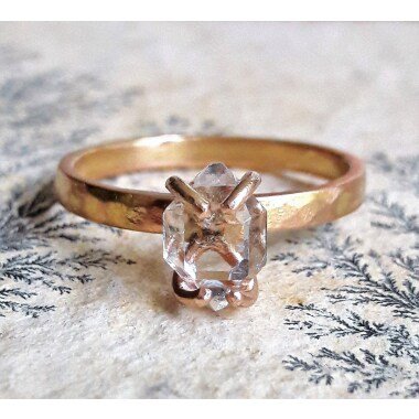 Massiver 14 Karat Gold Herkimer Diamant Ring Roségold Verlobungsring Rohstein 