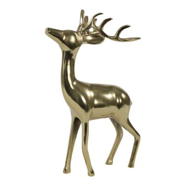 Moderne Hirsch Dekofigur aus Aluminium goldfarben
