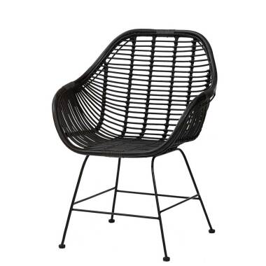 Moderne Rattan Stühle mit Armlehnen Schwarz (2er Set)