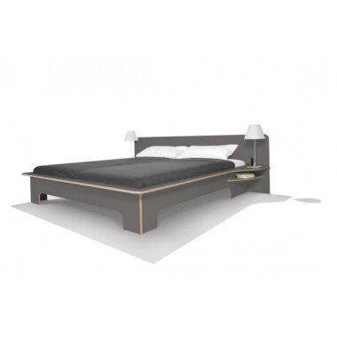 PLANE Doppelbett Anthrazit mit Birkenkante 140 x 200 cm ohne Bettkasten