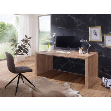 Schreibtisch Massiv-Holz Akazie 140cm breit Echtholz Design Landhaus B/H/T