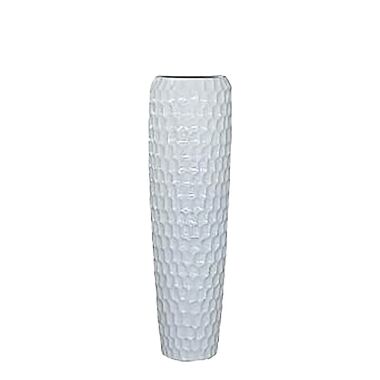 XXL Vase mit Einsatz Polystone Weiß hochglänzend