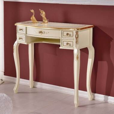 Antik Schreibtisch & Barock Design Schreibtisch in Weiß und Goldfarben