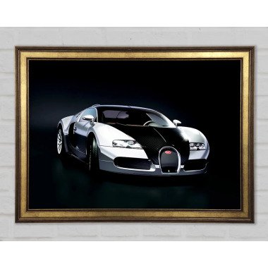 Bugatti Veyron Schwarz Silber Einzelner Bilderrahmen