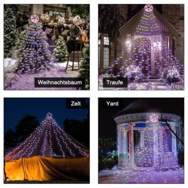 Clanmacy LED-Lichterkette 200/280 LEDs Weihnachtsbaum Christbaumbeleuchtung mit 