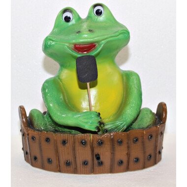 Deko Figur lustiger Frosch badend im Zuber