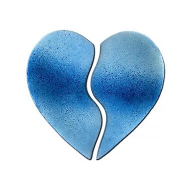Glas Ornament für Grabstein in Blau & Blaue Glasdeko in Herzform Glasornament