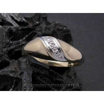Gold Ring traumhaft Gold 333 bicolor Diamant Goldring Gr. 54