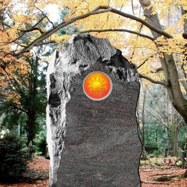 Grabstein Familiengrab mit Glaseinsatz Sonne Polaris