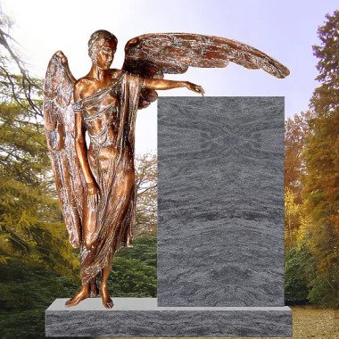 Grabstein mit Engel & Grabengel aus Bronze