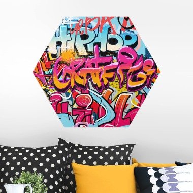 Hexagon-Alu-Dibond Bild Spruch HipHop Graffiti