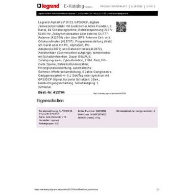Legrand 412704 Hutschienen-Zeitschaltuhr digital 230V