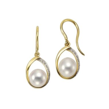 Orolino Paar Ohrhaken 585 Gold Perlen weiß