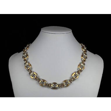 Vintage Halskette Strass Gold Elegant Massiv Designer Unsigned Jewelry Hugs & 